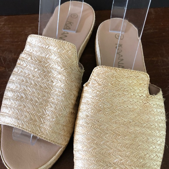 KAANAS womens 9 Martinique Slide SANDALS Raffia Natural Made by Hand - Picture 3 of 8